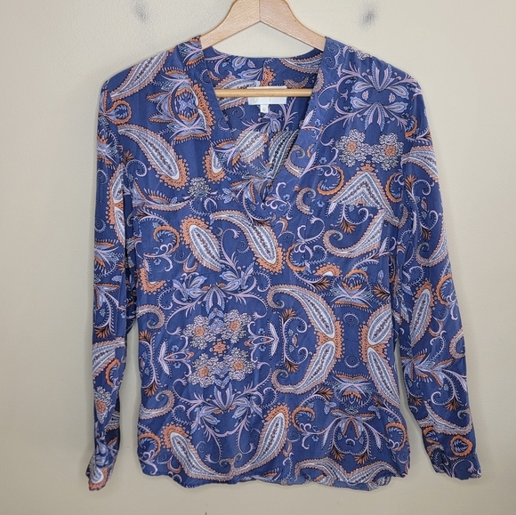 Yumi Kim | Silk Floral Paisley Crossover Back Blouse Size Medium - Picture 1 of 7